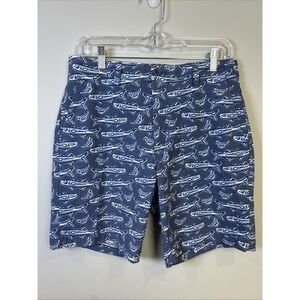 Vineyard Vines Breaker Golf Shorts AOP Blue Fish Print 8'' Inseam Casual Size 30